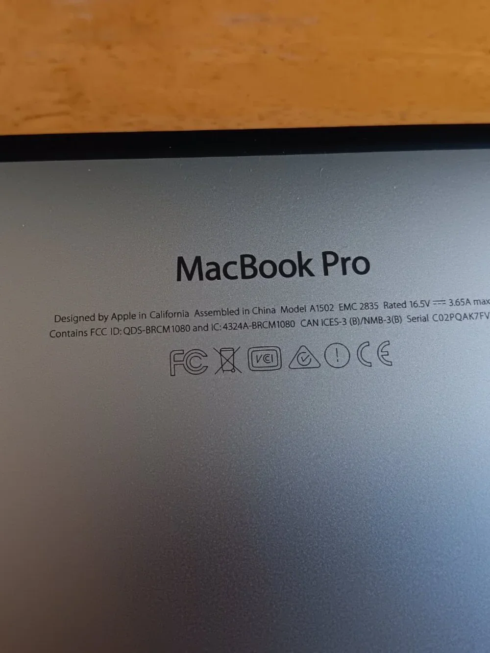 MacBook Pro A1502 intel core i5 2.7ghz 8 gig memory - No hardrive